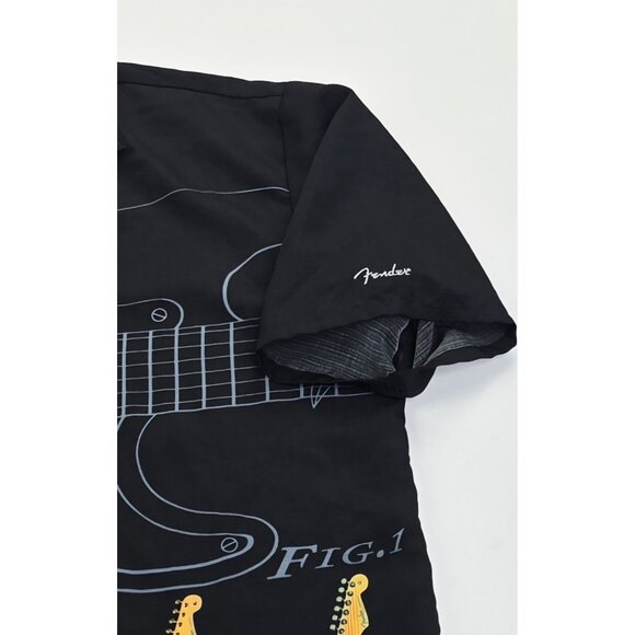 Fender Medium Mens Black Embroidered Sleeve Logo Guitar Front And Back V Neck - Picture 8 of 12